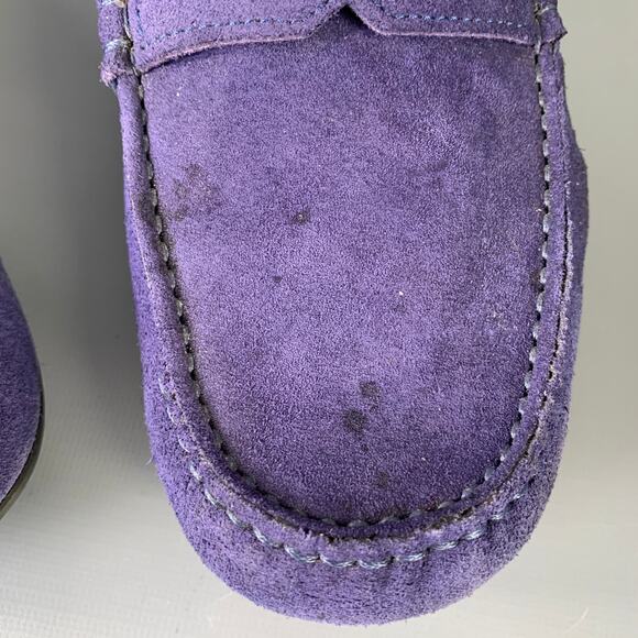 VERSACE Size 8 -Bluette Oro- Purple Textured Suede Drivers Loafers - Picture 12 of 13